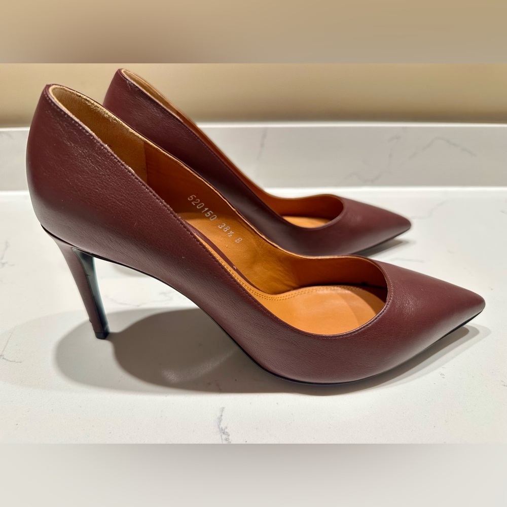 Ralph Lauren Purple Label Burgundy Leather Heels - size 8.5 / 38.5B - Picture 3 of 8